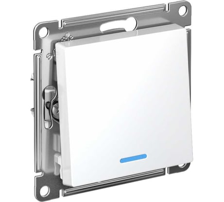 1-клавишный ВЫКЛЮЧАТЕЛЬ с подсветкой Systeme Electric ATLASDESIGN, сх.1а, 10 АХ, мех., быстрозажимная клемма, БЕЛЫЙ ATN000113S