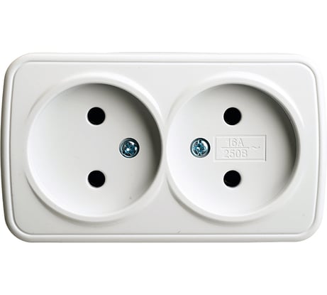 Розетка накладная STEKKER Basic 2-местная, б/з, 250В, 16А PST10-502-20 50075