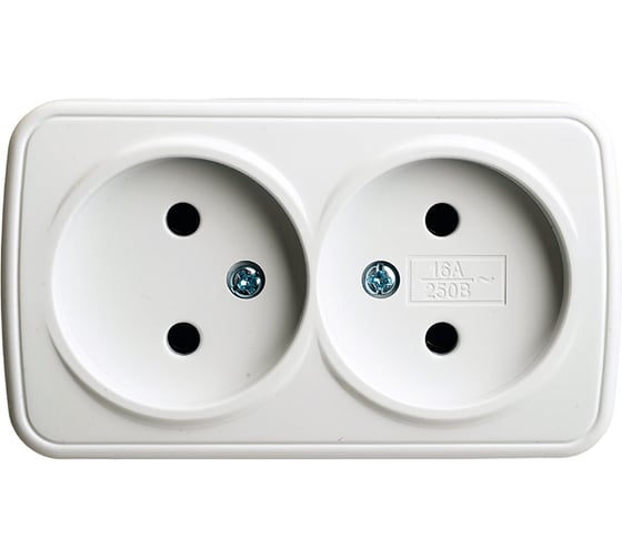 Розетка накладная STEKKER Basic 2-местная, б/з, 250В, 16А PST10-502-20 50075