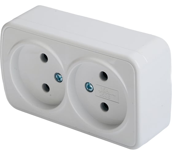 Розетка накладная STEKKER Basic 2-местная, б/з, 250В, 16А PST10-502-20 50075