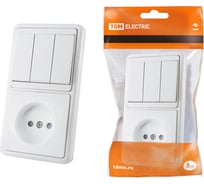 Комбинированный блок TDM ELECTRIC БКВР 3-х клавишный выключатель + розетка 2П с защитными шторками SQ1813-0006