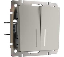 Двухклавишный проходной выключатель WERKEL W1222104 с подсветкой (дымчатый) a069459