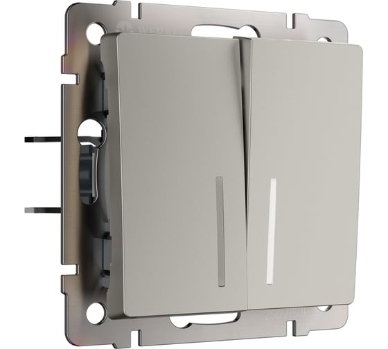 Двухклавишный проходной выключатель WERKEL W1222104 с подсветкой (дымчатый) a069459 1