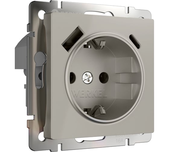 Розетка с заземлением WERKEL W1271704 шторками и USB тип A+C (дымчатый) a069465