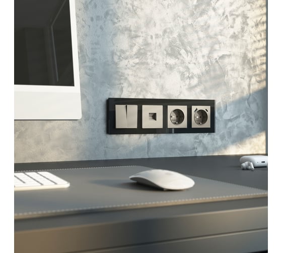 Розетка с заземлением WERKEL W1271704 шторками и USB тип A+C (дымчатый) a069465