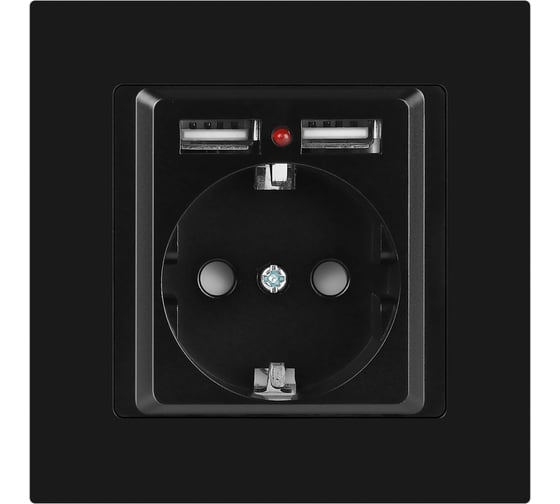 Розетка Intro Accent 641005, PE Schuko со шторками, 16А 250В 2хUSB, IP20, СУ, антрацит Б0063698