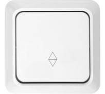 Выключатель (переключатель)General Lighting Systems на 2 направления, одноклавишный, открытой установки, накладной, IP20, 10А - 250В, белый серия "Альфа", упаковка 10 штук 477004