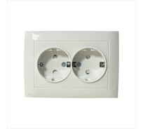 Розетка двойная ARTSUN STANDART , заземление, белая, защита от детей, 10 шт 01-0204-01