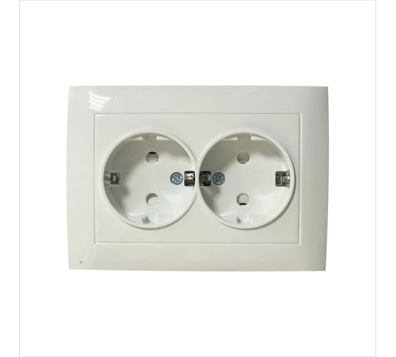 Розетка двойная ARTSUN STANDART , заземление, белая, защита от детей, 10 шт 01-0204-01