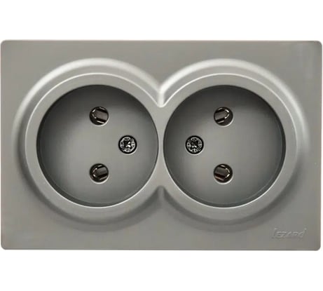 Розетка двойная Lezard LETO без заземления, закрытый корпус, ПБТ, платина 752-3500-128B