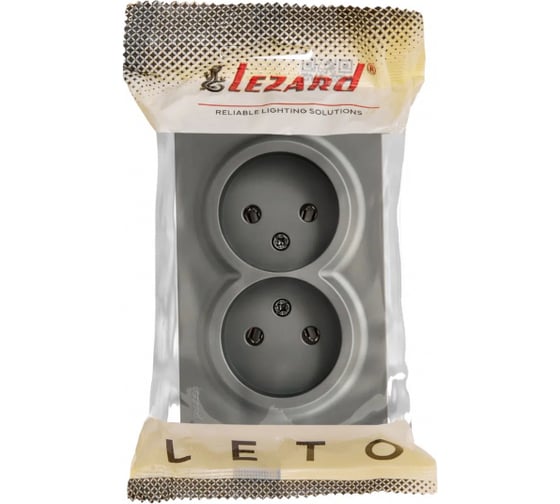 Розетка двойная Lezard LETO без заземления, закрытый корпус, ПБТ, платина 752-3500-128B