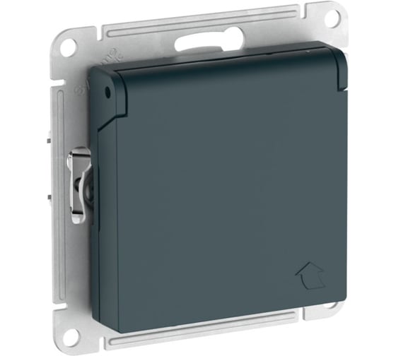 Розетка Systeme Electric ATLASDESIGN с заземлением, со шторками, с крышкой, 16А, IP20, мех., быстрозажим. клем., ИЗУМРУД ATN000846S