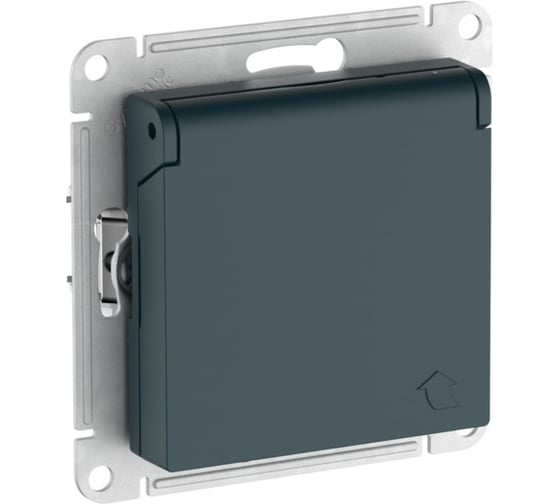 Розетка Systeme Electric ATLASDESIGN с заземлением, со шторками, с крышкой, 16А, IP20, мех., быстрозажим. клем., ИЗУМРУД ATN000846S