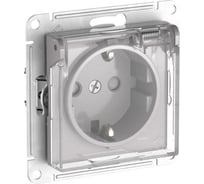Розетка Systeme Electric ATLASDESIGN AQUA с заземлением, со шторками, с прозрач. крышкой, 16А,IP44, мех., быстрозажим. клем., АЛЮМИНИЙ ATN440346S