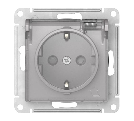 Розетка Systeme Electric ATLASDESIGN AQUA с заземлением, со шторками, с прозрач. крышкой, 16А,IP44, мех., быстрозажим. клем., АЛЮМИНИЙ ATN440346S