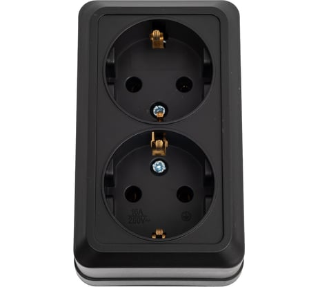 Розетка двойная с заземлением IN HOME BOLLETO черная, накладная 7128B 4690612061061