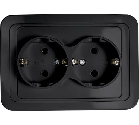 Розетка двойная с заземлением IN HOME CLASSICO черная 2128B 4690612061122