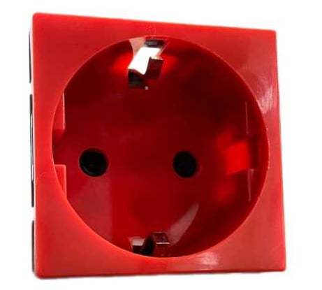 Розетка электрическая SPL 2К+З со шторками, с безвинтовым зажимом, красный, 10 шт. 200015