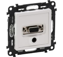 Розетка для аудио/видео устройств Legrand Valena LIFE с разьемами HD15/гнездо Jack 3,5мм, С лицевой панелью, Белая 753170