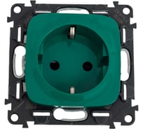 Силовая розетка Legrand Valena ALLURE 2К+З 16А 250В с защитными шторками, Безвинтовые зажимы, С лицевой панелью, Зеленая, 754982