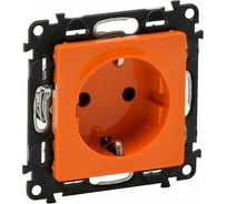 Силовая розетка Legrand Valena LIFE 2К+З 16А 250В с защитными шторками, Безвинтовые зажимы, С лицевой панелью, Оранжевая 753229