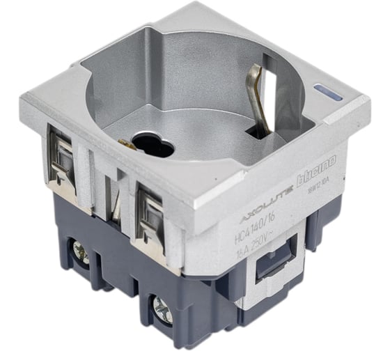 Розетка Legrand Axolute 2К+З, 10 и16 А с защищенными контактами, алюминий, немецкий стандарт HC4140/16