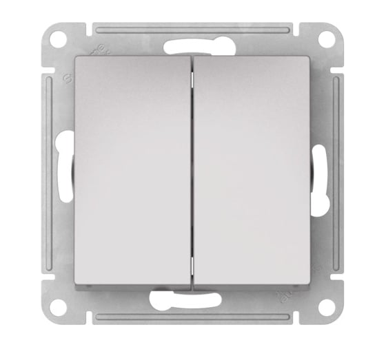 2-клавишный переключатель Systeme Electric ATLASDESIGN AQUA IP44, сх.6, 10АХ, мех., быстрозажим. клем., АЛЮМИНИЙ ATN440351S 1