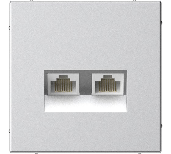 Розетка двойная компьютерная Systeme Electric ARTGALLERY RJ45+RJ45, кат. 5е, механизм, АЛЮМИНИЙ GAL000385 1