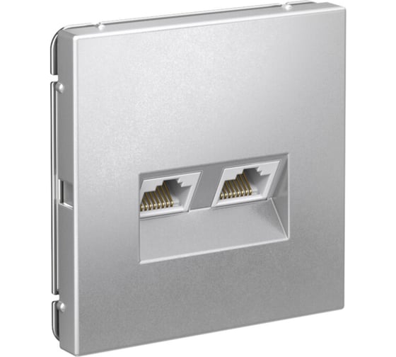 Розетка двойная компьютерная Systeme Electric ARTGALLERY RJ45+RJ45, кат. 5е, механизм, АЛЮМИНИЙ GAL000385