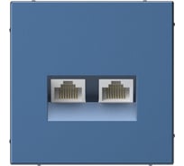 Розетка двойная компьютерная Systeme Electric ARTGALLERY RJ45+RJ45, кат. 5е, механизм, АКВАМАРИН GAL001185