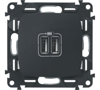 2-местная USB розетка Legrand Valena ALLURE Антрацит 240В/5В 1500мА с лицевой панелью 754998