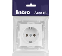 Розетка Intro Accent 620201М 2PE Schuko, 16А, 250В, IP20, СУ, белый матовый Б0063681