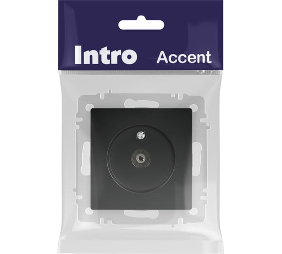 Розетка Intro Accent 630105 TV одиночная, IP20, СУ, антрацит Б0063611 1
