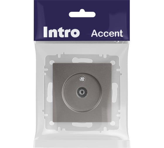 Розетка Intro Accent 630109 TV одиночная, IP20, СУ, титан Б0063618 1