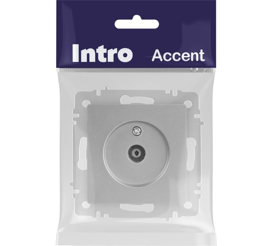 Розетка Intro Accent 630103 TV одиночная, IP20, СУ, алюминий Б0063607 1