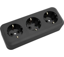 Розетка Bylectrica 3-местная ОУ с земл. со шторкой серия ПРАЛЕСКА, черный РА16-276 черный