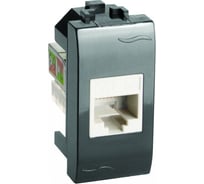 Компьютерная розетка DKC RJ-45, категория 5Е, черная, 1 модуль 77647N 24602