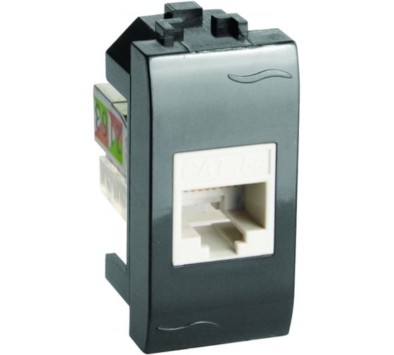 Компьютерная розетка DKC RJ-45, категория 5Е, черная, 1 модуль 77654N 50317