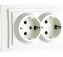 2-я розетка MONO ELECTRIC Larissa, с заземлением, белая 103-191904-120