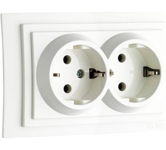 2-я розетка MONO ELECTRIC Larissa, с заземлением, белая 103-191904-120 1