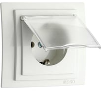 Розетка с крышкой MONO ELECTRIC Larissa, с заземлением, белая 103-191921-118