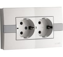 2-я розетка MONO ELECTRIC Eco, с заземлением, белый/белый 101-010104-120