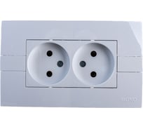 2-я розетка MONO ELECTRIC Eco, без заземления, белый/белый 101-010105-121