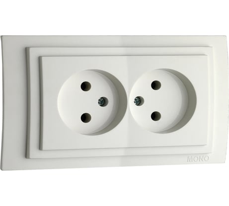 2-я розетка MONO ELECTRIC Larissa, без заземления, белая 103-191905-121