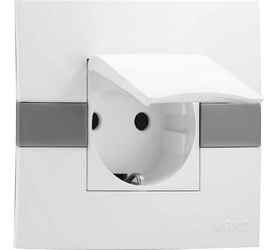 Розетка MONO ELECTRIC Eco, с заземлением, с крышкой, белый 101-010107-118