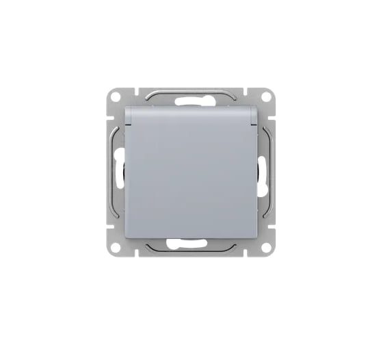 Механизм розетки EKF 16А, IP44, с заземлением, со шторками, c крышкой, алюминий Эпика UP1-SOA-111-44
