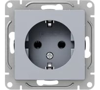 Механизм розетки EKF 16А, с заземлением, без шторок, алюминий Эпика UP1-SOA-110