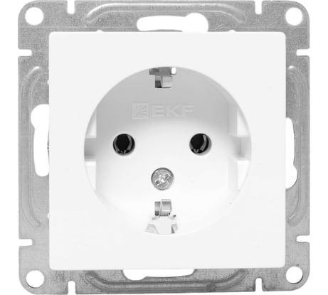 Механизм розетки EKF 16А, с заземлением, без шторок, белый Эпика UP1-SOW-110