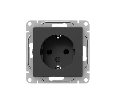 Механизм розетки EKF 16А, с заземлением, без шторок, чёрный Эпика UP1-SOB-110