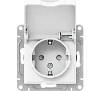 Механизм розетки EKF 16А, IP44, с заземлением, со шторками, c крышкой, белый Эпика UP1-SOW-111-44